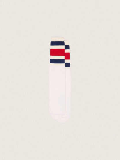 Worn-white socks with blue and red stripes - Golden Goose Women|Men