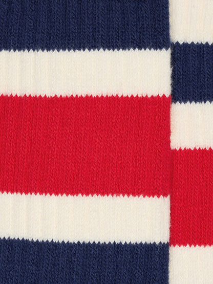 Worn-white socks with blue and red stripes - Golden Goose Women|Men