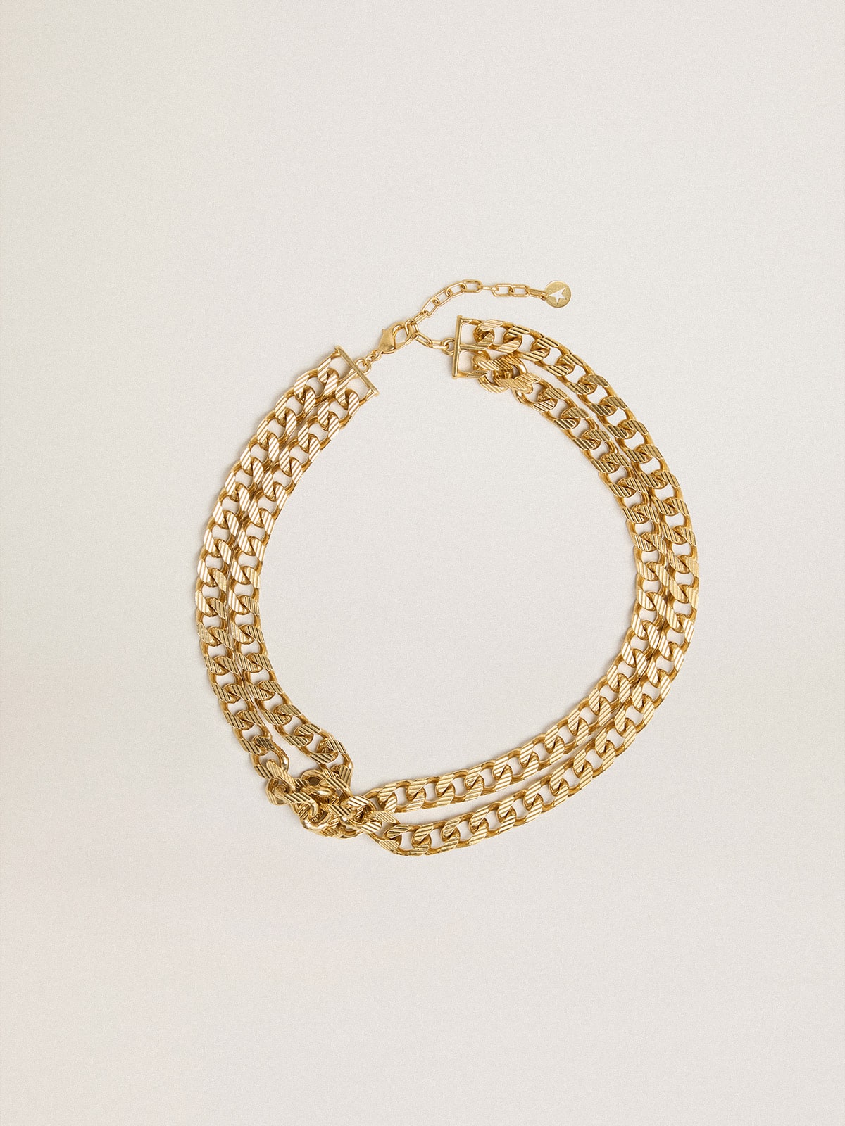 Antique gold-colored braided chain necklace with star-shaped clasp - Golden Goose Women