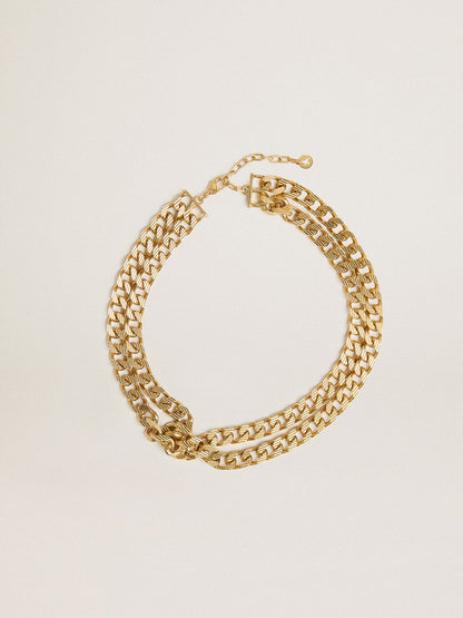 Antique gold-colored braided chain necklace with star-shaped clasp - Golden Goose Women
