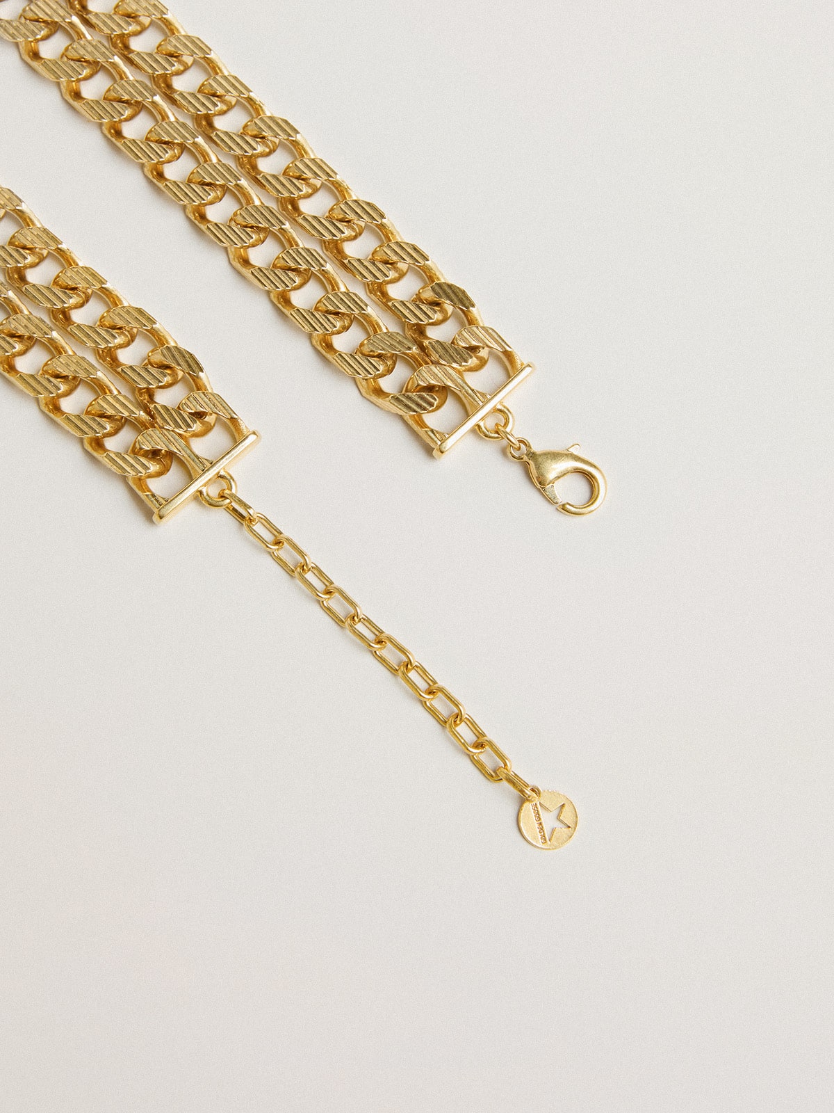 Antique gold-colored braided chain necklace with star-shaped clasp - Golden Goose Women