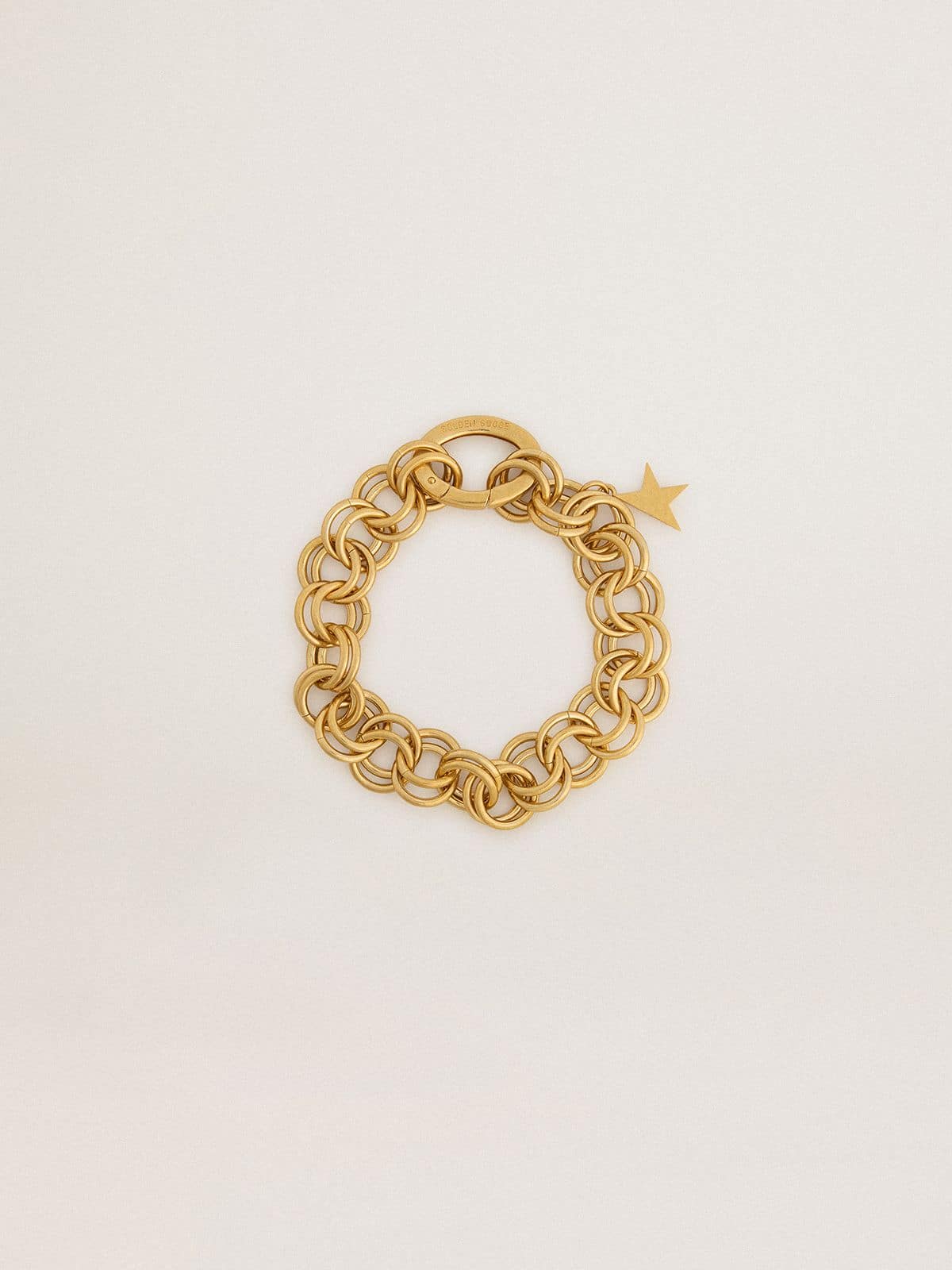 Antique gold-colored woven chain bracelet with star-shaped clasp - Golden Goose Women