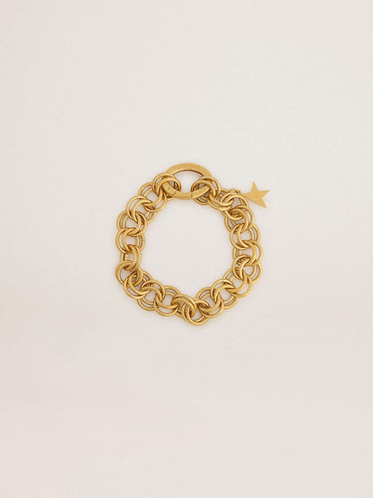 Antique gold-colored woven chain bracelet with star-shaped clasp - Golden Goose Women