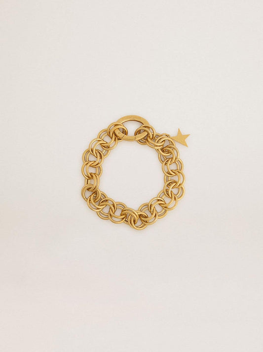 Antique gold-colored woven chain bracelet with star-shaped clasp - Golden Goose Women
