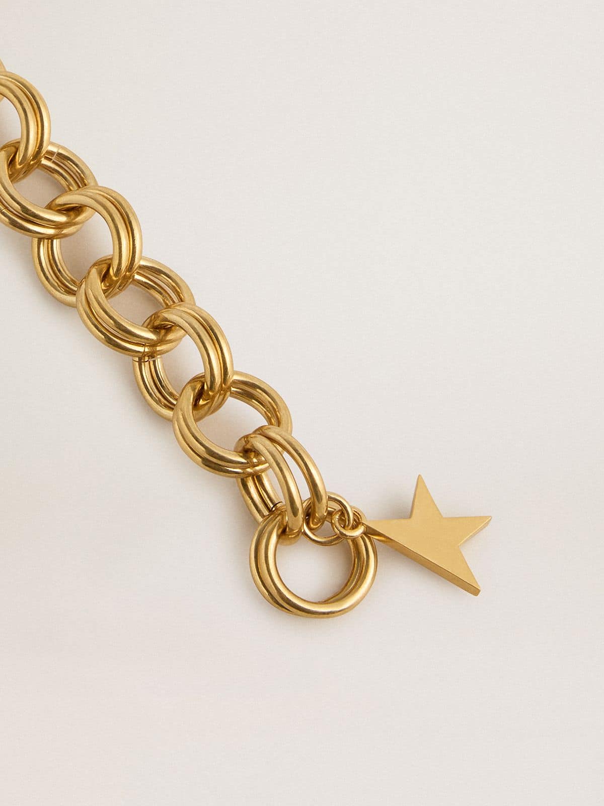 Antique gold-colored woven chain bracelet with star-shaped clasp - Golden Goose Women