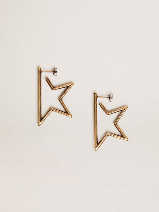 Women's Star antique gold color pendant earrings - Golden Goose Women