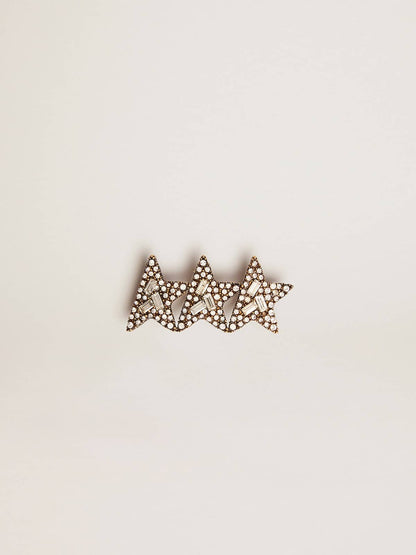 Lace accessory with three antique gold color stars with crystals - Golden Goose Women|Men