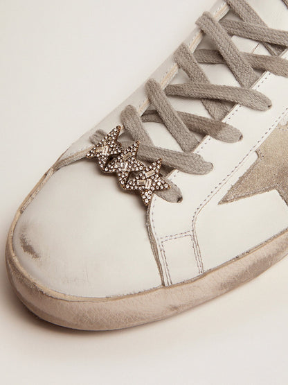 Lace accessory with three antique gold color stars with crystals - Golden Goose Women|Men