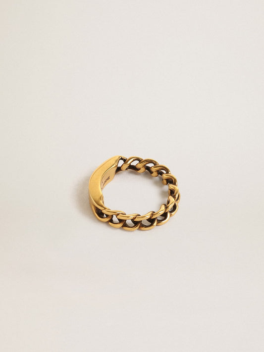 Ring in antique gold color with regular links - Golden Goose Women