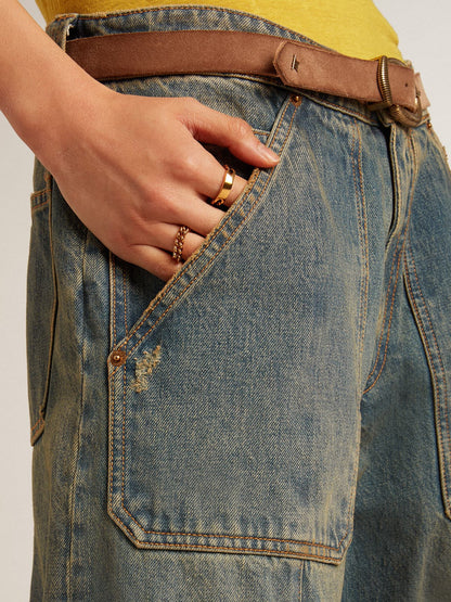 Ring in antique gold color with regular links - Golden Goose Women
