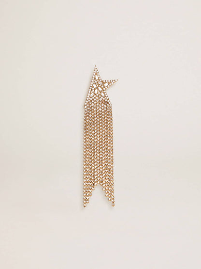 Women's single drop earring in antique gold color with decorative crystals - Golden Goose Women