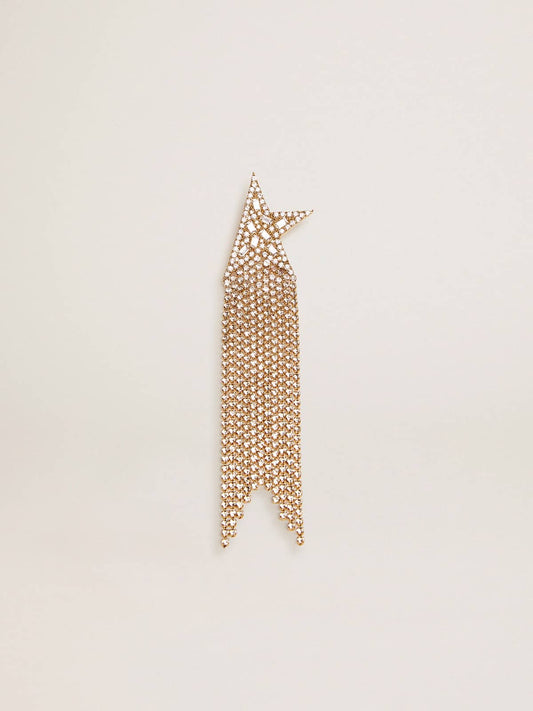 Women's single drop earring in antique gold color with decorative crystals - Golden Goose Women