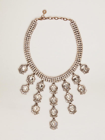 Women's necklace in antique gold color with drop crystals - Golden Goose Women