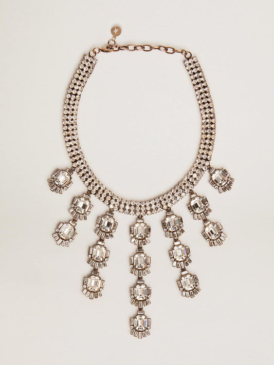 Women's necklace in antique gold color with drop crystals - Golden Goose Women