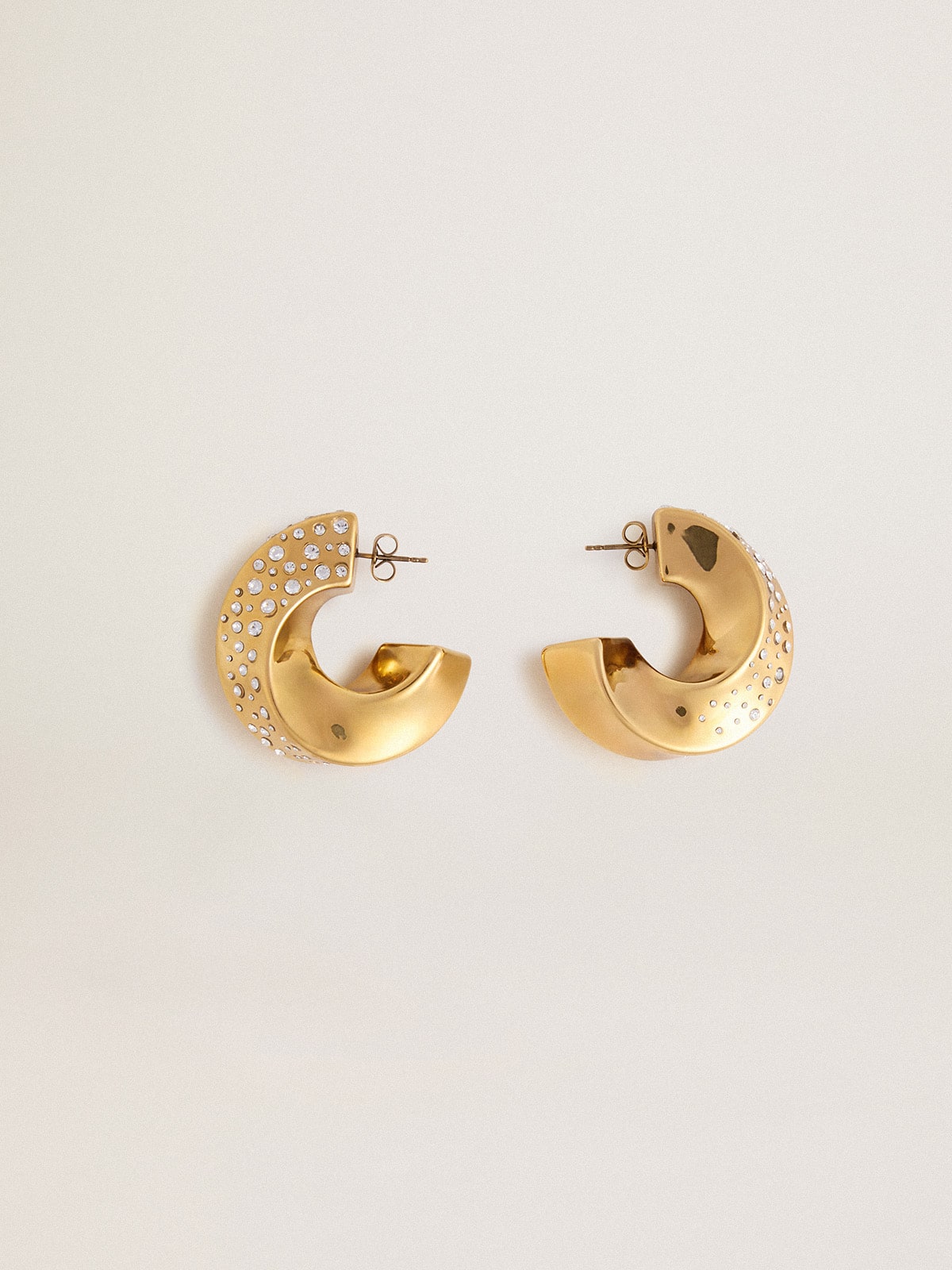 Gold hoop earrings with crystals - Golden Goose Women