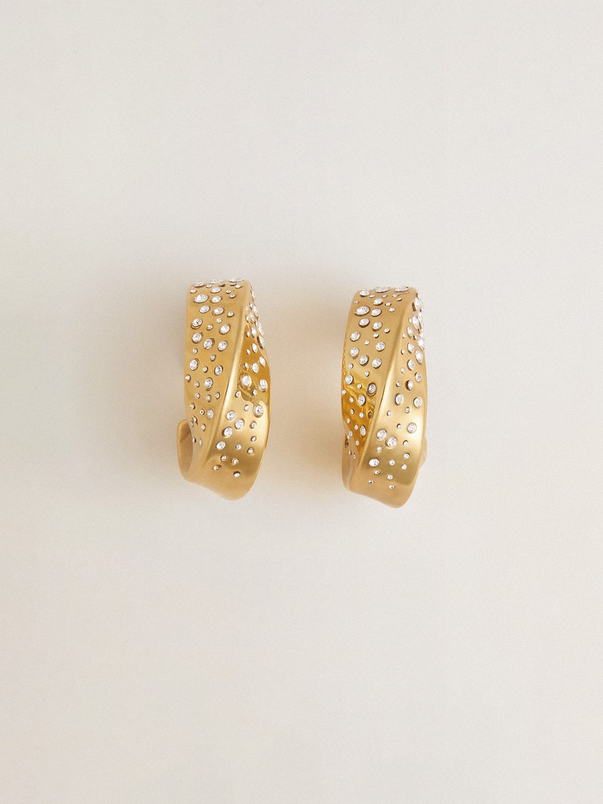Gold hoop earrings with crystals - Golden Goose Women