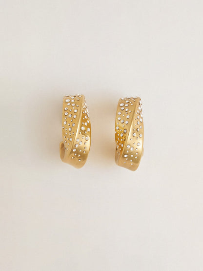 Gold hoop earrings with crystals - Golden Goose Women