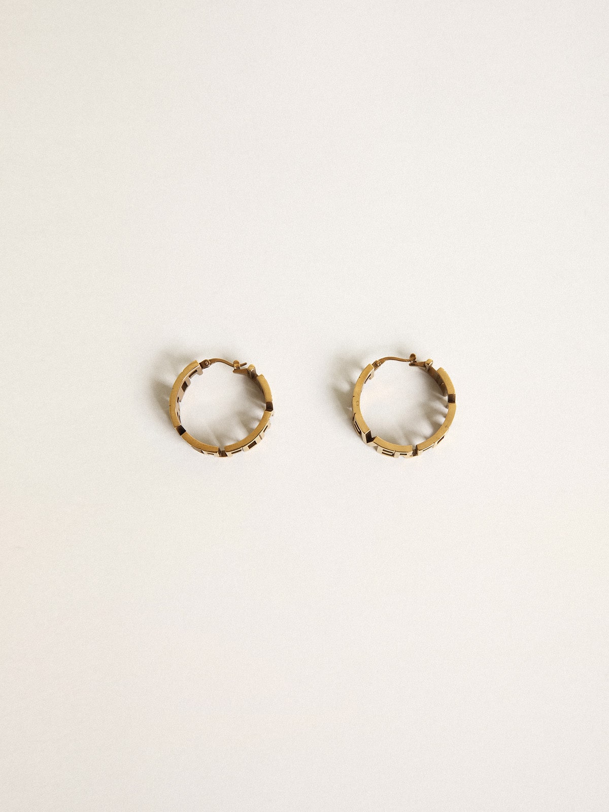 Hoop earrings in antique gold color with Forever For You lettering - Golden Goose Women
