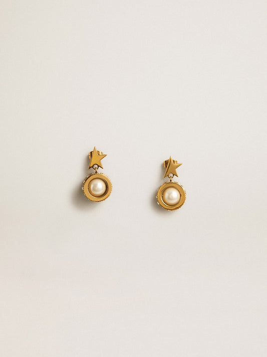Earrings with gold star and pearl - Golden Goose Women