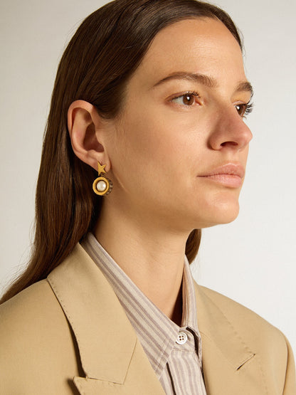 Earrings with gold star and pearl - Golden Goose Women