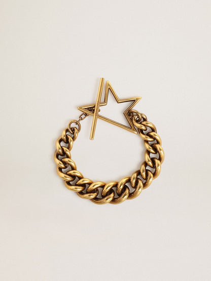 Bracelet in antique gold decreasing chain with star-shaped clasp - Golden Goose Women