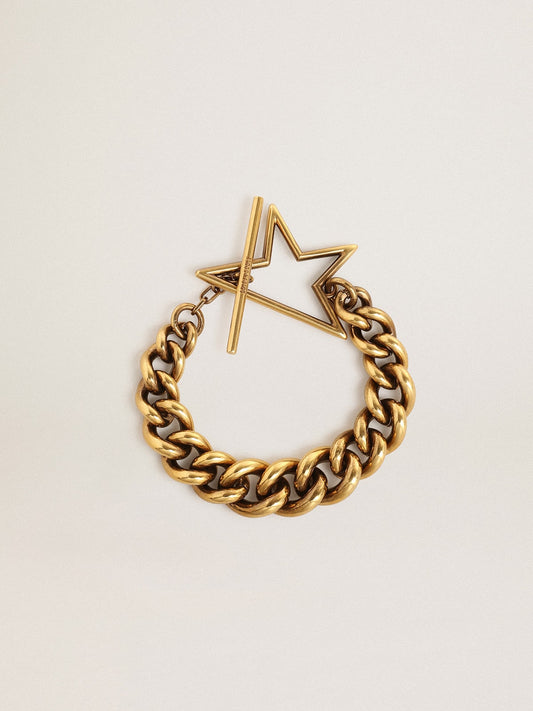 Bracelet in antique gold decreasing chain with star-shaped clasp - Golden Goose Women