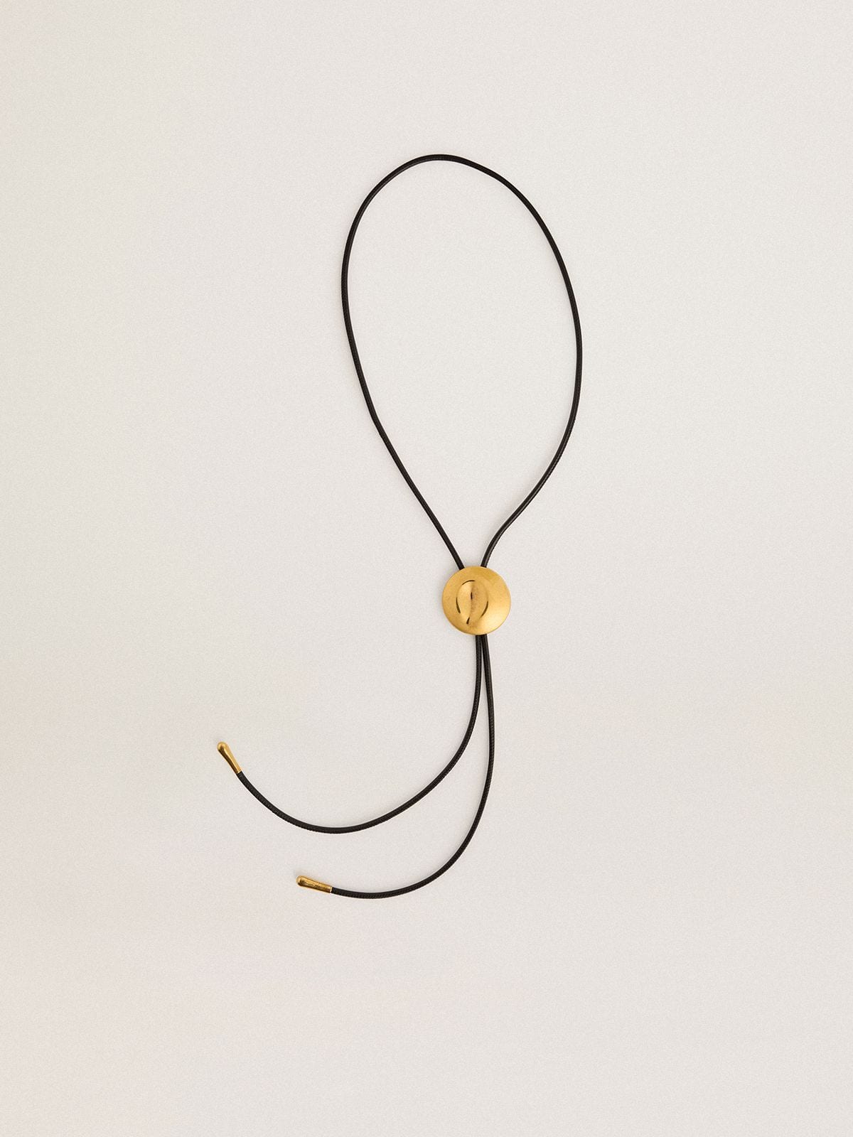 Jewelmates bolo tie necklace in black leather with antique gold metal detail - Golden Goose Women