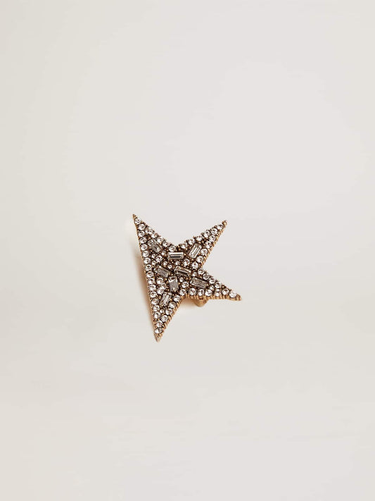 Women's antique gold-colored brooch with decorative crystals - Golden Goose Women