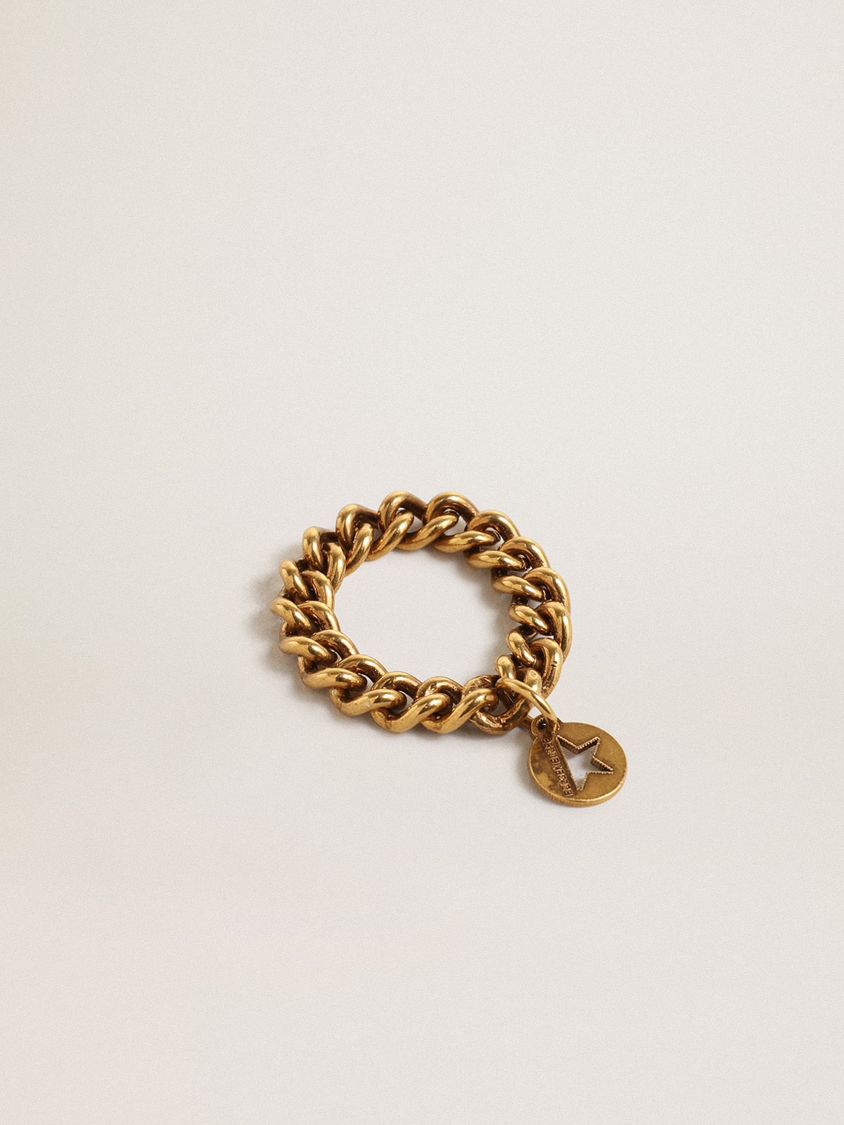 Ring in antique gold color with flexible links - Golden Goose Women