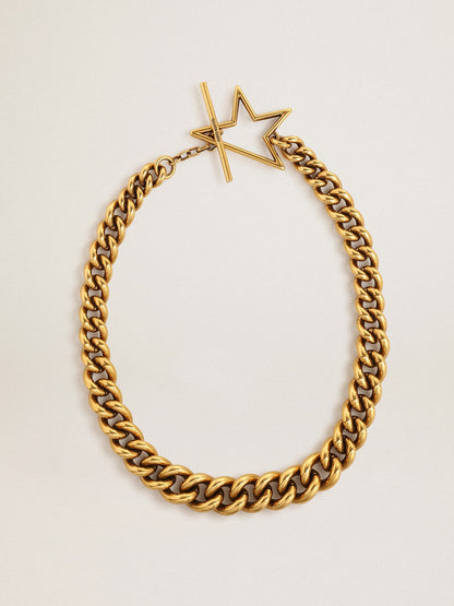Necklace in antique gold decreasing chain with star-shaped clasp - Golden Goose Women