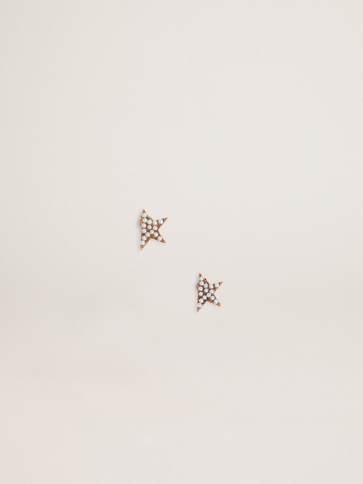 Women's stud earrings in antique gold color with decorative beads - Golden Goose Women