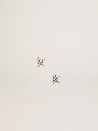 Women's stud earrings in antique gold color with decorative beads - Golden Goose Women