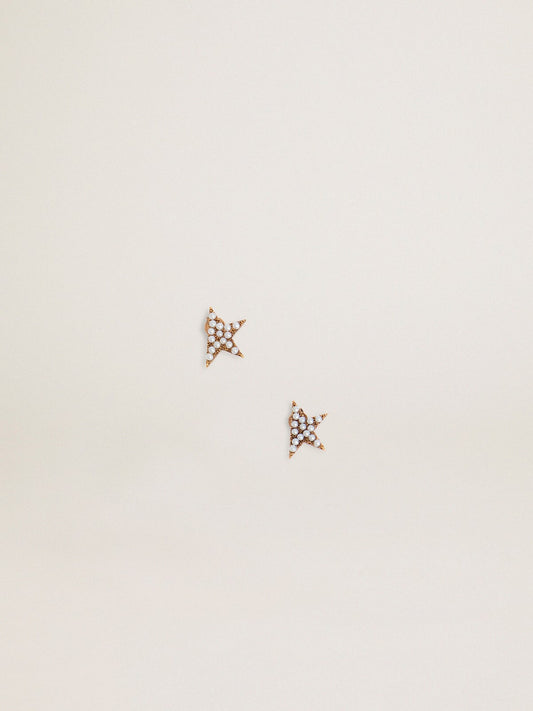Women's stud earrings in antique gold color with decorative beads - Golden Goose Women