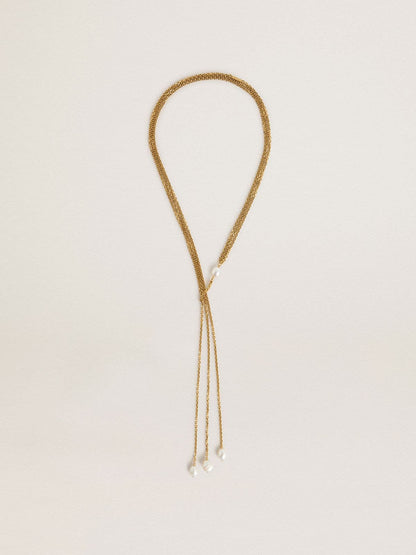 Necklace with antique gold-colored chains with pearls - Golden Goose Women