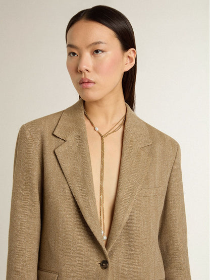 Necklace with antique gold-colored chains with pearls - Golden Goose Women