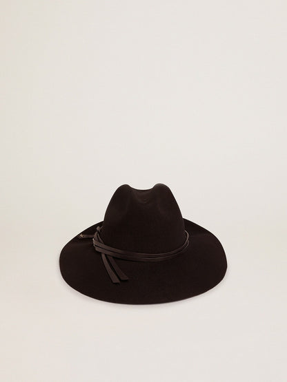 Women’s black Fedora hat with strap | Golden Goose - Golden Goose Women|Men