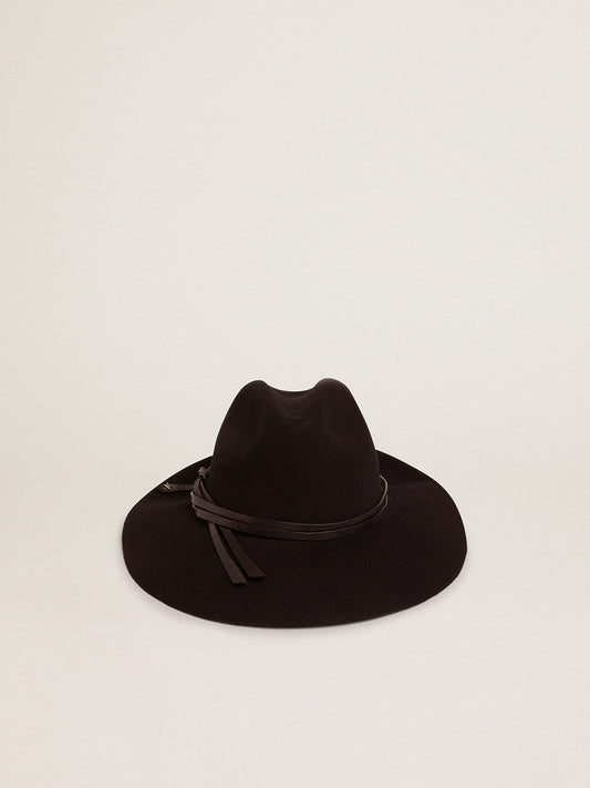 Women’s black Fedora hat with strap | Golden Goose - Golden Goose Women|Men