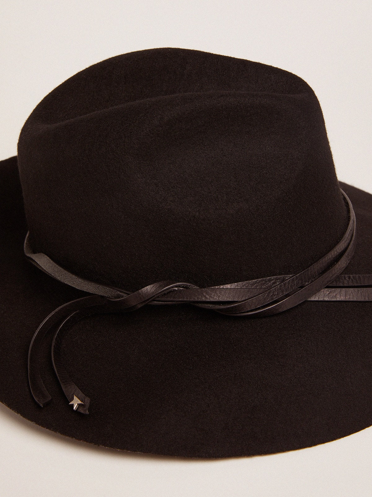 Women’s black Fedora hat with strap | Golden Goose - Golden Goose Women|Men