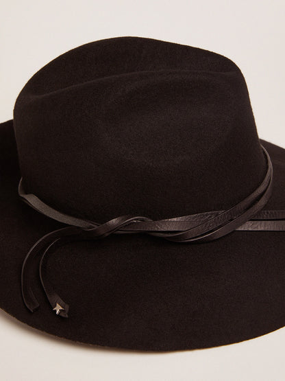 Women’s black Fedora hat with strap | Golden Goose - Golden Goose Women|Men