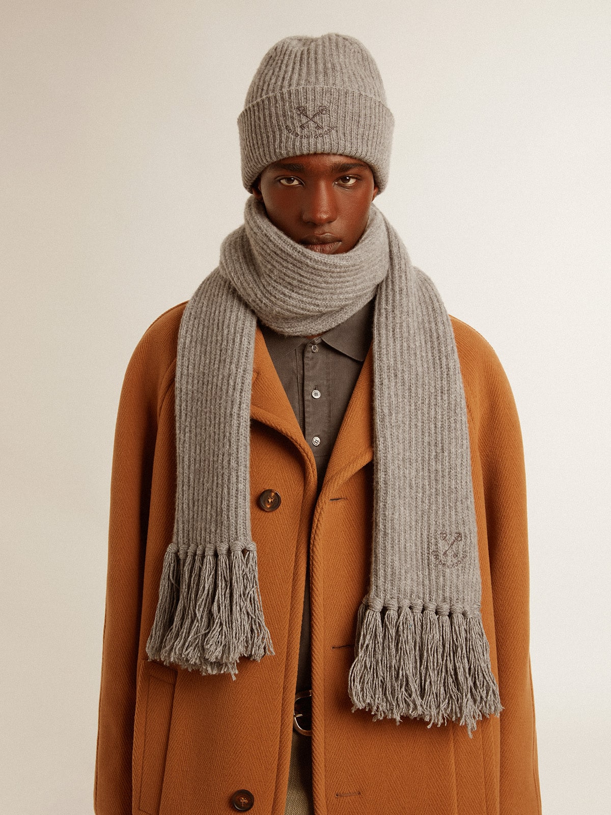 Gray ribbed wool beanie - Golden Goose Women|Men