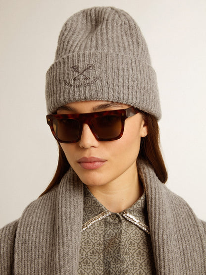 Gray ribbed wool beanie - Golden Goose Women|Men