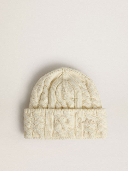 White wool beanie with embroidery - Golden Goose Women|Men