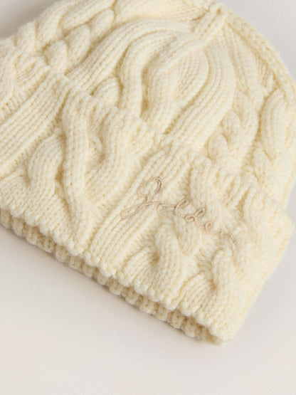 White wool beanie with embroidery - Golden Goose Women|Men
