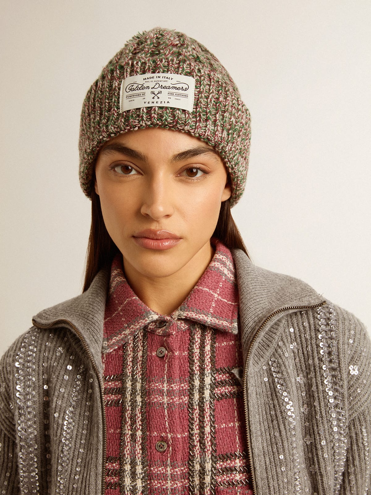 Multicolored wool beanie with pompom - Golden Goose Women|Men