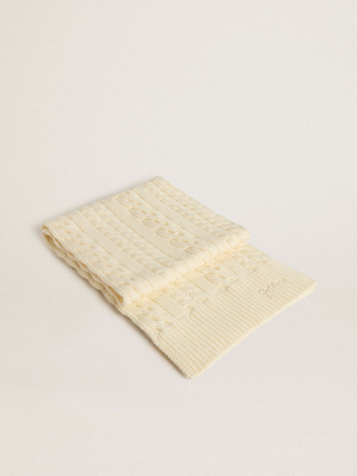 White wool scarf with embroidery - Golden Goose Women|Men