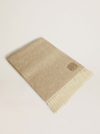 CNY scarf in beige alpaca wool with fringe - Golden Goose Women|Men