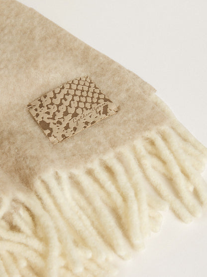 CNY scarf in beige alpaca wool with fringe - Golden Goose Women|Men