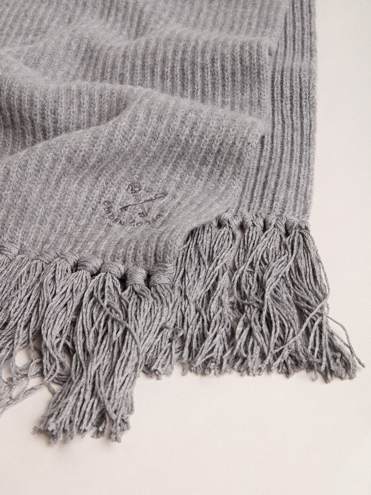 Gray ribbed wool scarf - Golden Goose Women|Men