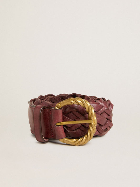 Women’s burgundy woven leather belt - Golden Goose Women