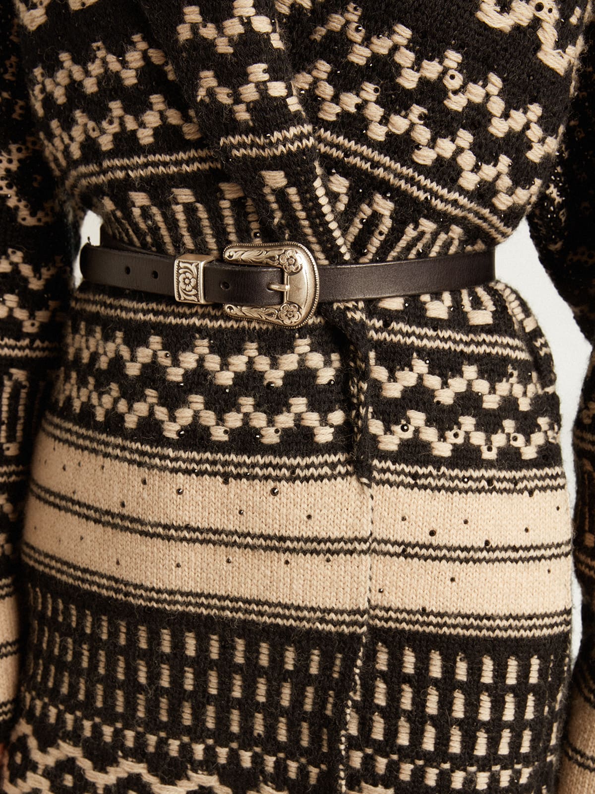 Black belt in washed leather with silver color buckle - Golden Goose Women